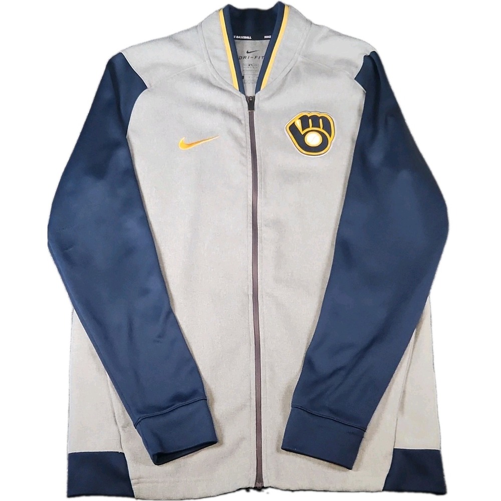 Nike Milwaukee Brewers MLB Authentic Collection Dri-Fit Full Zip Jacket Mens S